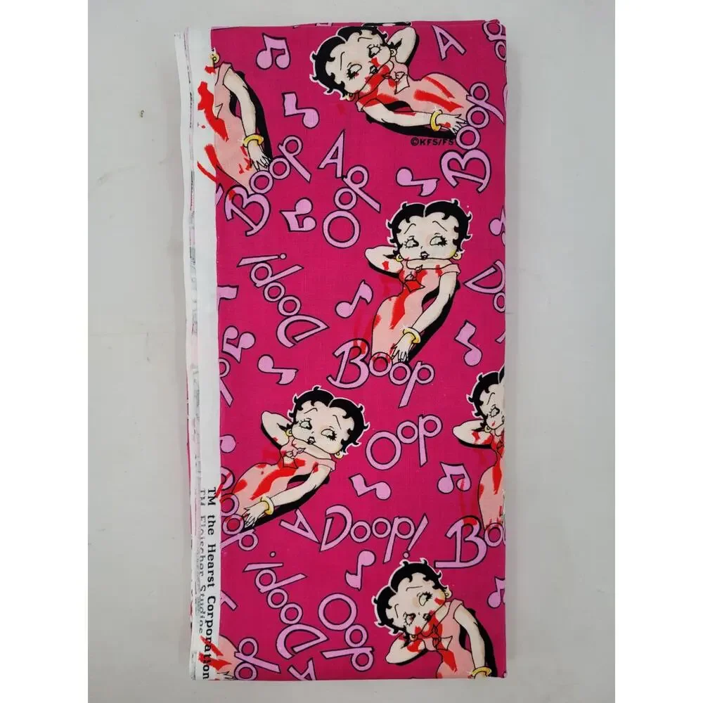 Betty Boop Pink Black Fabric 90s Rockabilly Steampunk‎ Cotton Retro